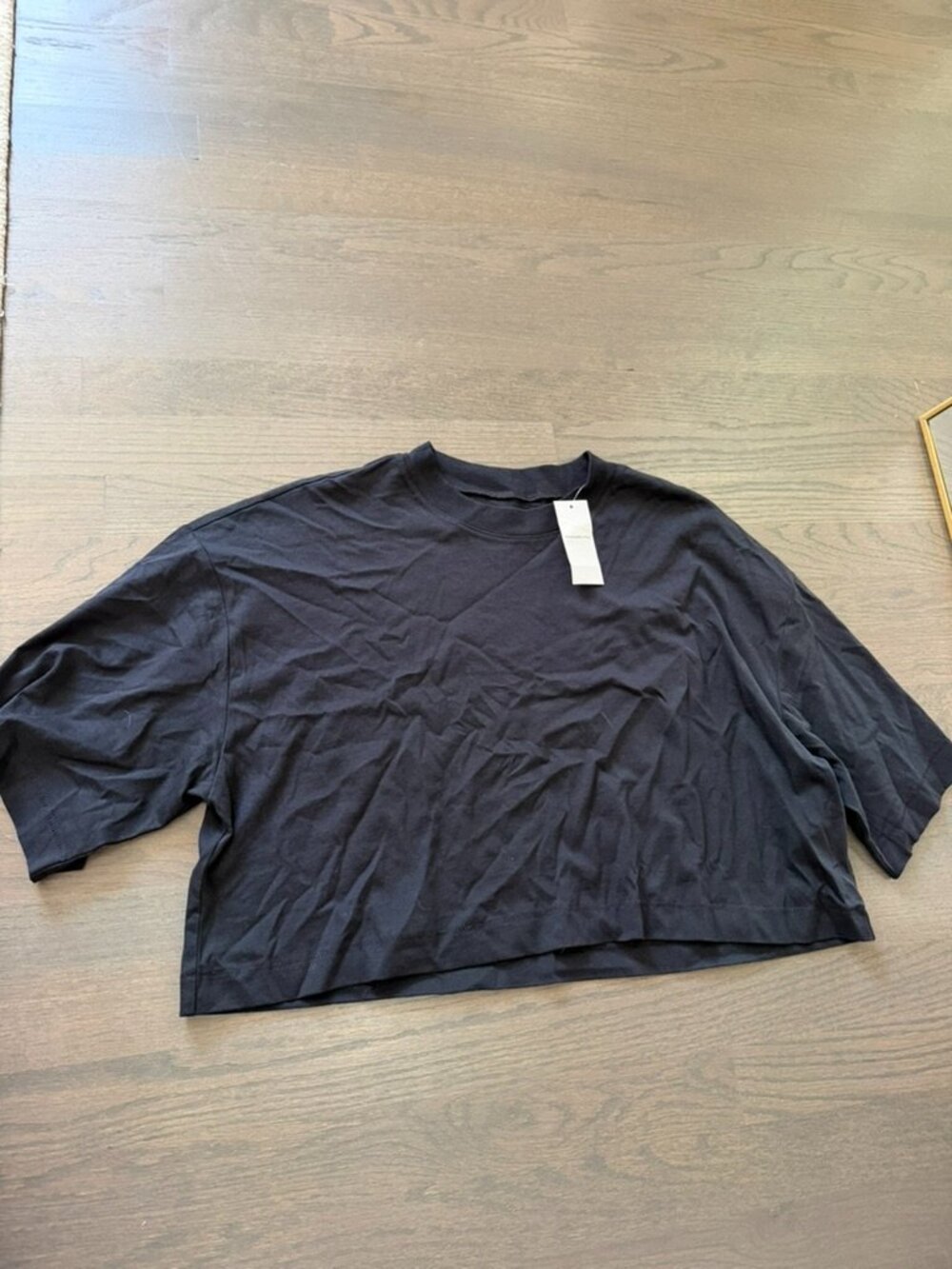 Abercrombie & Fitch A&F Essentials Black Oversized Crop T-Shirt Size Medium NWT